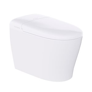 ECOWAY Deluxe 1-Piece 1.28 GPF Single Flush Elongated Standard Tankless Smart Bidet Toilet - White