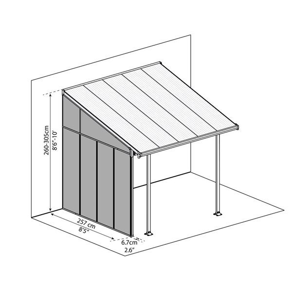 Paroi latérale pour abri de patio Canopia 10 pi h. gris