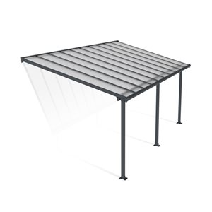 Abri pour patio 10 x 20 pi Olympia de Canopia cadre aluminium gris et panneaux polycarbonate transparent