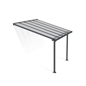 Abri pour patio 10 x 10 pi Olympia de Canopia cadre aluminium gris et panneaux polycarbonate transparent