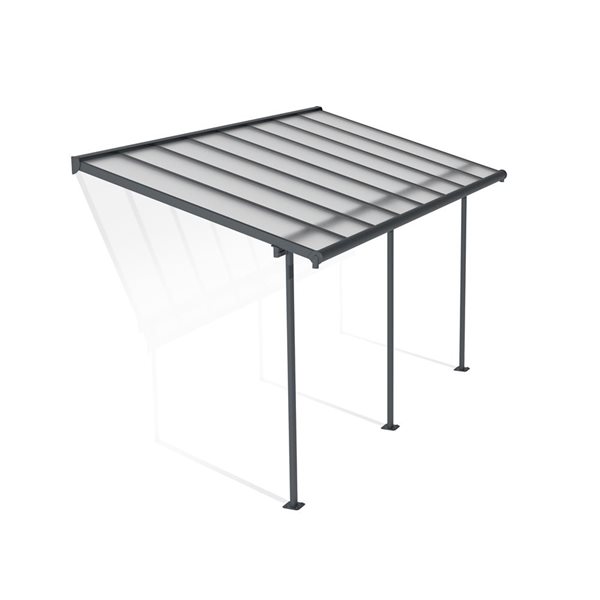 Abri pour patio 7,5 x 15 pi Sierra de Canopia cadre aluminium gris et panneaux polycarbonate transparent