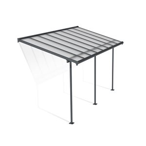 Abri pour patio 7,5 x 15 pi Sierra de Canopia cadre aluminium gris et panneaux polycarbonate transparent