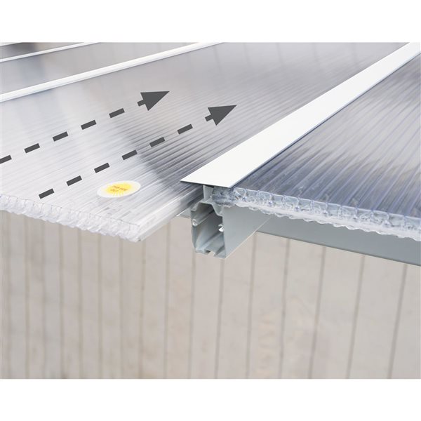 Abri pour patio 10 x 20 pi Olympia de Canopia cadre aluminium blanc et panneaux polycarbonate transparent