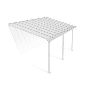 Abri pour patio 10 x 20 pi Olympia de Canopia cadre aluminium blanc et panneaux polycarbonate transparent