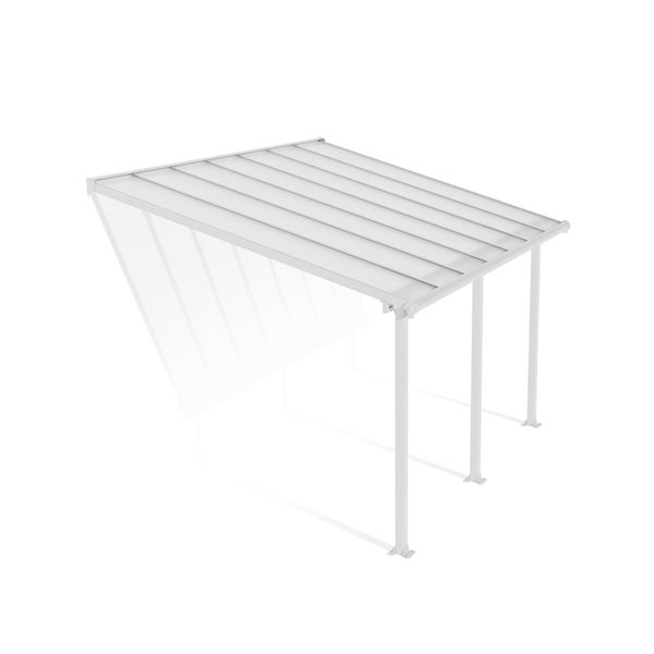 Abri pour patio 10 x 14 pi Olympia de Canopia cadre aluminium blanc et panneaux polycarbonate transparent