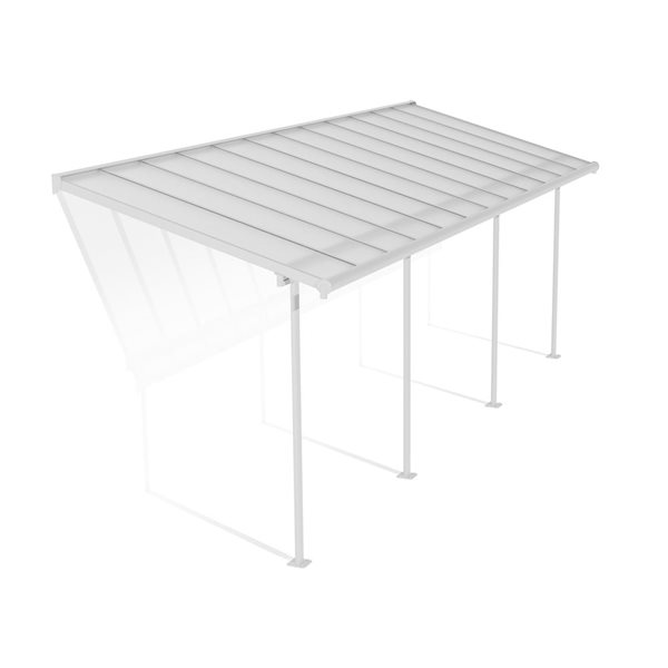 Abri pour patio 7,5 x 22,5 pi Sierra de Canopia cadre aluminium blanc et panneaux polycarbonate transparent