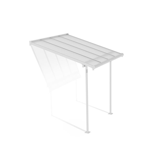 Abri pour patio 7,5 x 7,5 pi Sierra de Canopia cadre aluminium blanc et panneaux polycarbonate transparent