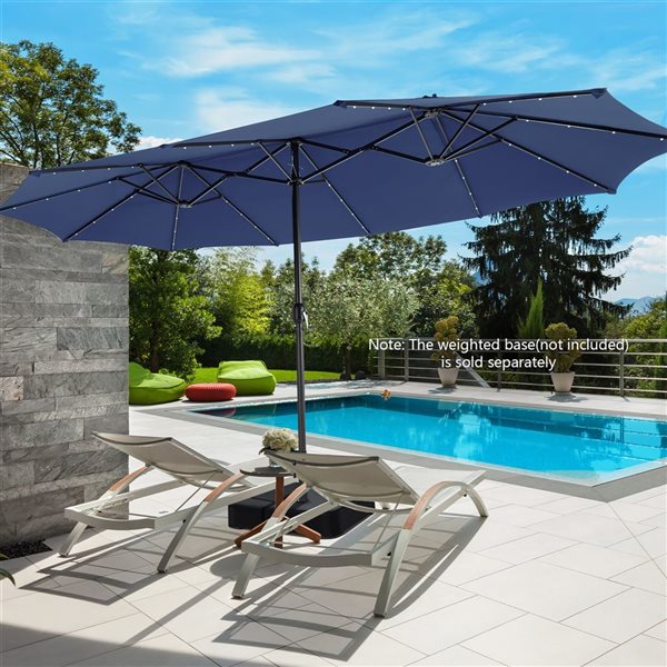Costway 8.5 x 14.8-ft Navy Polyester/Steel Double-Sided Patio Umbrella w/ LED Lights