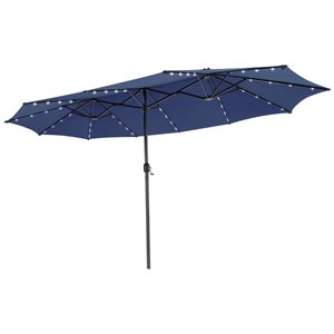 Costway 8.5 x 14.8-ft Navy Polyester/Steel Double-Sided Patio Umbrella w/ LED Lights