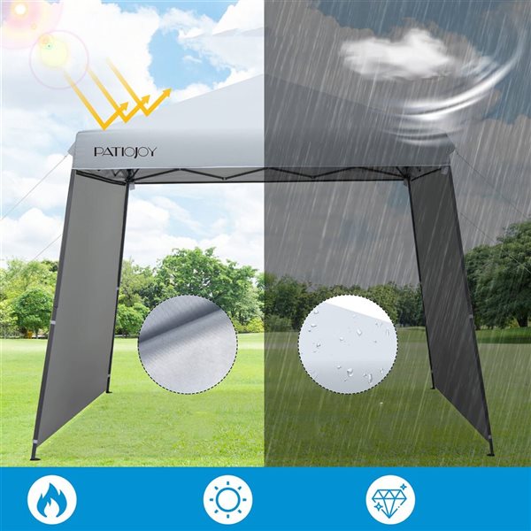 Costway 10 x 10-ft Grey Instant Pop-up Canopy Folding Tent w/ Sidewalls and Awnings Outdoor