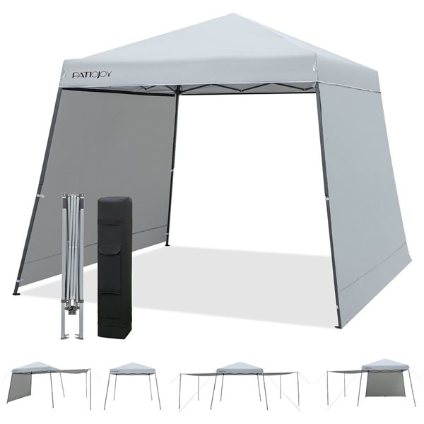 Costway 10 x 10-ft Grey Instant Pop-up Canopy Folding Tent w/ Sidewalls and Awnings Outdoor