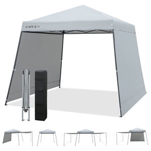 Costway 10 x 10-ft Grey Instant Pop-up Canopy Folding Tent w/ Sidewalls and Awnings Outdoor