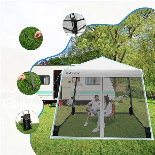 Costway 10 x 10-ft Grey Foldable Outdoor Instant Pop-up Canopy Tent w/ Mesh