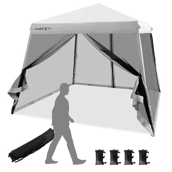 Costway 10 x 10-ft Grey Foldable Outdoor Instant Pop-up Canopy Tent w/ Mesh