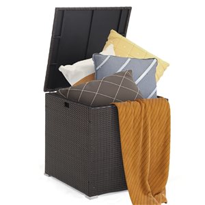 Costway 27.5 L x 27.5 W x 27.5-in H 72-gal. Mix Brown PE Wicker Outdoor Deck Box