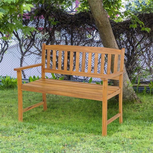 Costway 43 W x 22 D x 34-in H Natural Acacia Wooden Outdoor Patio Bench