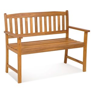 Costway 43 W x 22 D x 34-in H Natural Acacia Wooden Outdoor Patio Bench