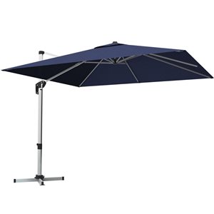 Costway 10-ft Blue Polyester/Aluminum Offset Patio Umbrella - Cross Base Included