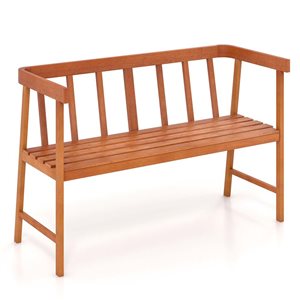 Costway 43 W x 18 D x 28-in H Natural Acacia Wood 2-Person Slatted Bench