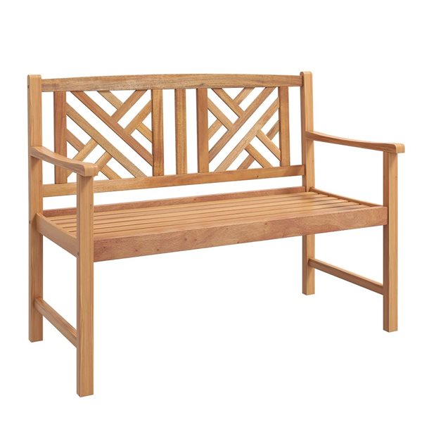 Costway 47.5 W x 22 D x 34-in H Reddish Brown Acacia Wood 2-Seater Slatted Bench