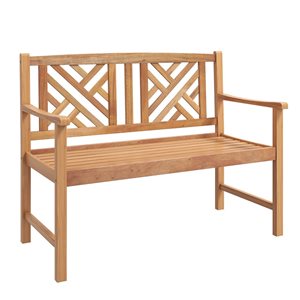 Costway 47.5 W x 22 D x 34-in H Reddish Brown Acacia Wood 2-Seater Slatted Bench