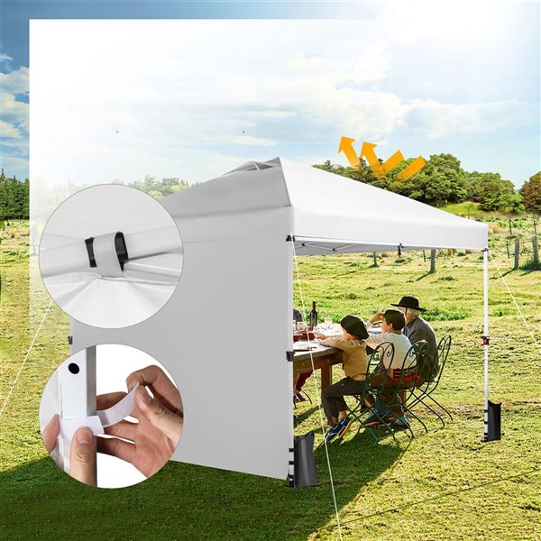 Costway 10 x 10 ft White Foldable Outdoor Commercial Pop Up Canopy w Sidewall NP10846WH RONA