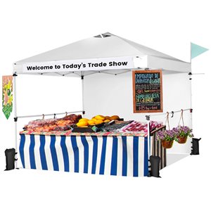 Costway 10 x 10-ft White Foldable Outdoor Commercial Pop-Up Canopy w/ Sidewall