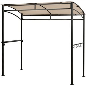 Costway 7 W x 4.5-ft D Brown Steel Frame/Beige Polyester Arch Canopy BBQ Gazebo