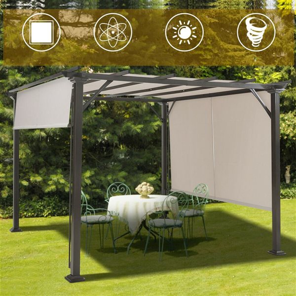 Costway 10 x 10' Brown Steel Frame/Beige Polyester Canopy Outdoor Gazebo