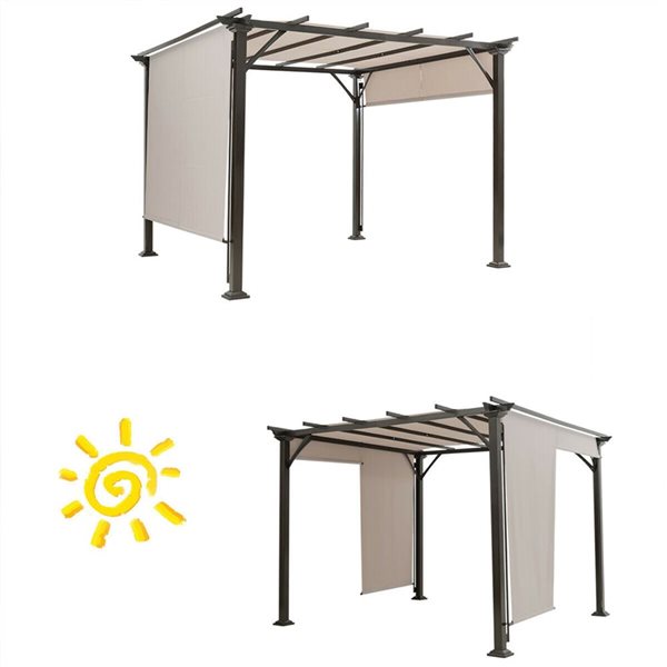 Costway 10 x 10' Brown Steel Frame/Beige Polyester Canopy Outdoor Gazebo