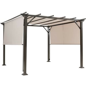 Costway 10 x 10' Brown Steel Frame/Beige Polyester Canopy Outdoor Gazebo