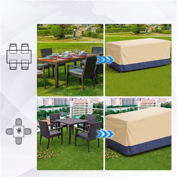 Costway 90 W x 50 D x 32-in H Beige/Blue Polyester Dining Set Cover