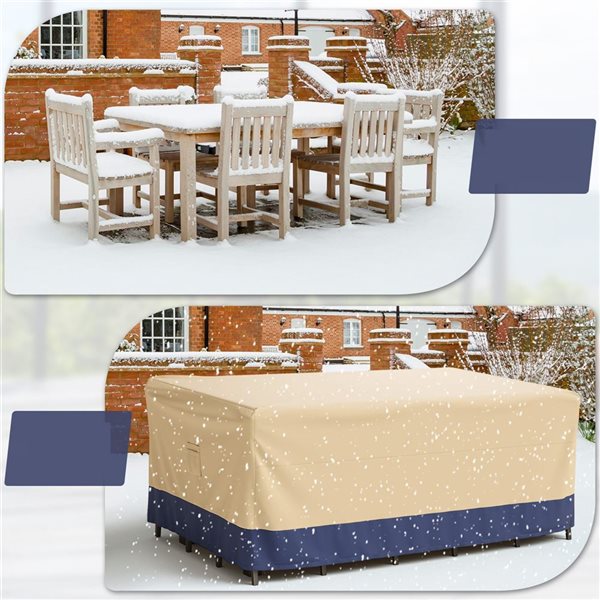 Costway 90 W x 50 D x 32-in H Beige/Blue Polyester Dining Set Cover