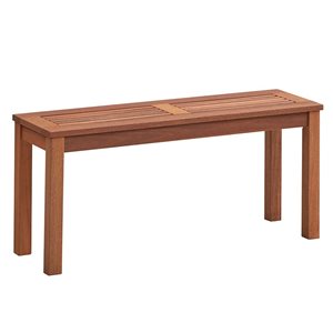 Costway 39.5 W x 12 D x 18.5-in H Natural Solid Wood Patio Backless Bench