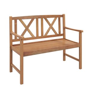 Costway 47.5 W x 22 D x 34-in H Reddish Brown Acacia Wood 2-Seater Slatted Bench w/ Crossbar Backrest