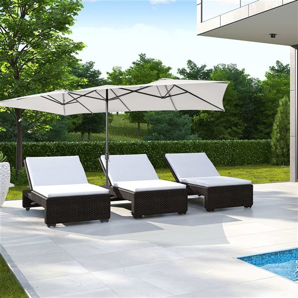 Costway 9 x 15-ft Off-White Polyester/Steel Double-Sided Patio Umbrella