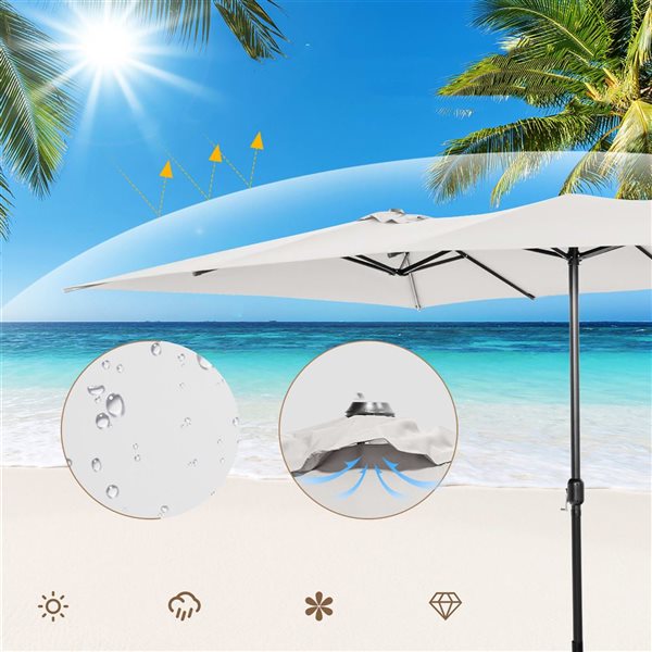 Costway 9 x 15-ft Off-White Polyester/Steel Double-Sided Patio Umbrella