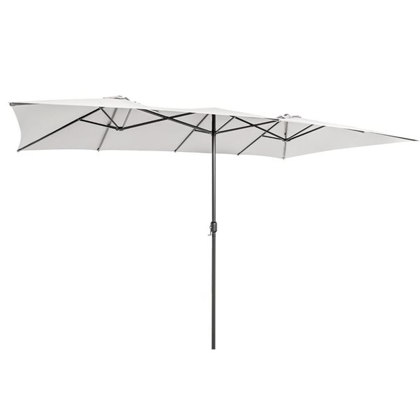 Costway 9 x 15-ft Off-White Polyester/Steel Double-Sided Patio Umbrella