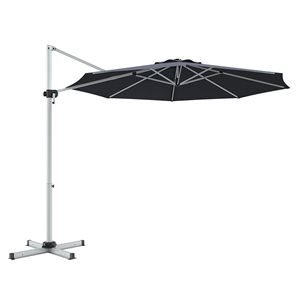 Costway 11-ft Grey Polyester/Aluminum Cantilever Tiltable Patio Umbrella w/ Cross Base Included