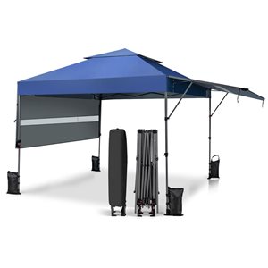 Costway 10 x17.6-ft Blue Outdoor Instant Pop-up Canopy Tent w/Dual Half Awnings