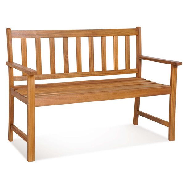 Costway 48 W x 22 D x 34-in H Natural Acacia Wooden 2-Seater Slatted Bench