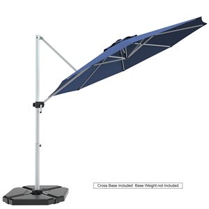 Costway 11-ft Blue Polyester/Aluminum Cantilever Tiltable Patio Umbrella w/ Base Included