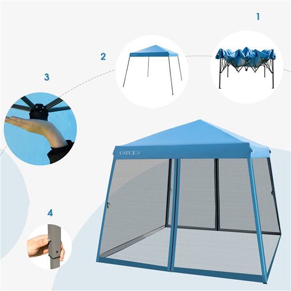 Costway 10 x 10-ft Blue Foldable Outdoor Instant Pop-up Canopy Tent w/ Mesh