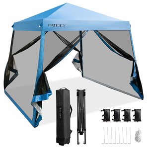 Costway 10 x 10-ft Blue Foldable Outdoor Instant Pop-up Canopy Tent w/ Mesh