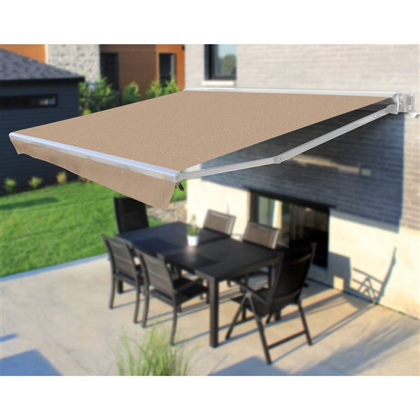 Multiple Awnings Brasilia Europa 16-ft White Wall Mounted Motorised Awning with Motor on the Right