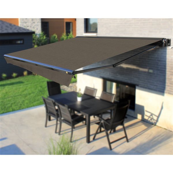 Multiple Awnings Brasilia Europa 12-ft Black Wall Mounted Motorised Awning with Motor on the Right