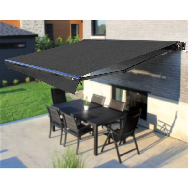 Multiple Awnings Brasilia Europa 12-ft Black Wall Mounted Motorised Awning with Motor on the Right