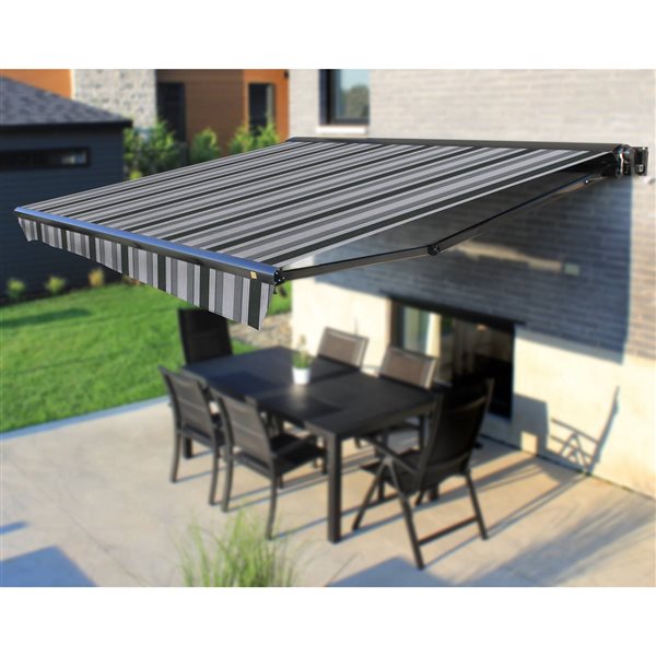 Multiple Awnings Brasilia Europa 14-ft Black Wall Mounted Motorised Awning with Motor on the Right