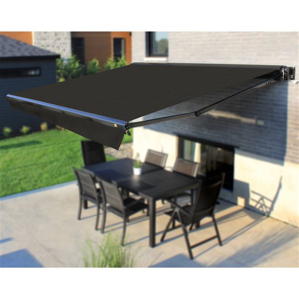 Multiple Awnings Brasilia Europa 12-ft Black Wall Mounted Motorised Awning with Motor on the Right