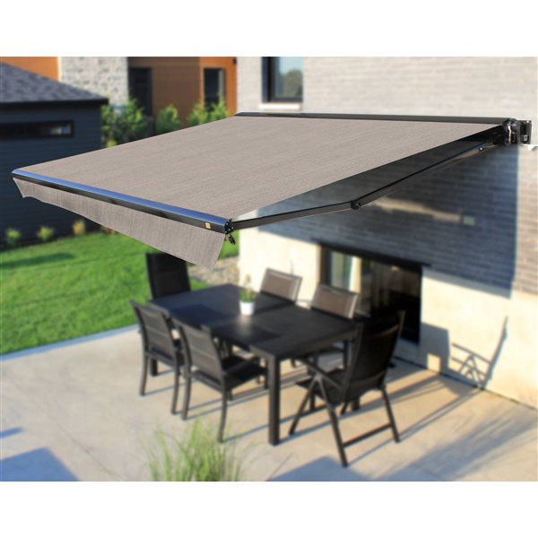 Multiple Awnings Brasilia Europa 10-ft Black Wall Mounted Motorised Awning with Motor on the Right